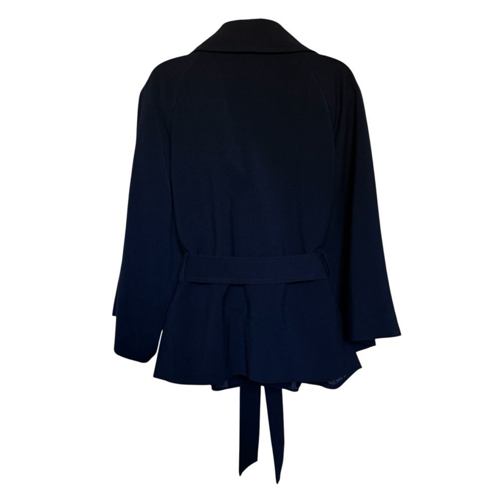 Tahari Blue Double Breasted Belted Lined Jacket Sz 16 - Picture 5 of 13